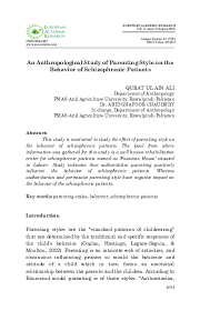 Read full profile published on april 9, 2021 a doctor of psychology with specialties include children, family relationshi. Pdf An Anthropological Study Of Parenting Style On The Behavior Of Schizophrenic Patients Dr Abid G Chaudhry Academia Edu