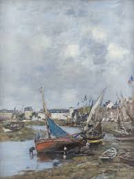 Eugene Boudin French 1824 1898 The Port Of Trouville Low Tide Le Port De Trouville Maree Basse 1883 Eugene Boudin Boat Art Impressionism Painting