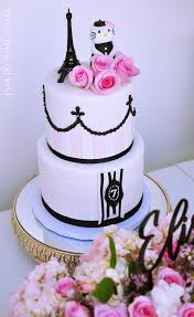 Another wool and cat cake on the top of a small. Kara S Party Ideas Hello Kitty In Paris Birthday Party Kara S Party Ideas