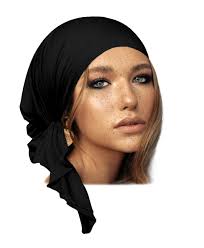 Black Non Slip Head Wear Cotton Pre-tied Head Scarf: Chemo Friendly Bandana 