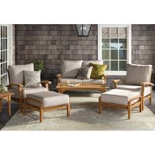 Birch Lane Outdoor Furniture Summerton 7 Piece Teak Sofa Seating Group With Cushions Teak Sofa Outdoor Patio Designs Seating Groups