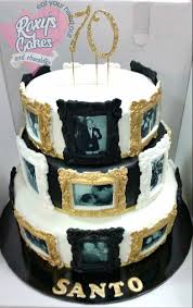 Birthday Cake With Photo Frame 70th Birthday Cake Black White Gold Photo Frames Edible Pictures Cake Frame Birthday Cake With Photo Edible Picture Cake