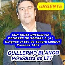 Luis guillermo blanco rossi ( chincha , peru , may 15, 1991) is a peruvian actor and model. Pedido De Dadores Voluntarios De Sangre Para El Periodista Guillermo Blanco La Red Corrientes 107 1