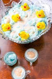 Super Frothy Blue Baby Shower Punch With Ducks Baby Shower Punch Sherbet Punch Raspberry Lemonade Punch