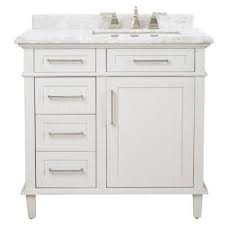 Sonoma 36 In W X 22 In D Bath Vanity In White With Carrara Marble Top With White Sinks In 2020 Home Depot Bathroom Vanity White Vanity Bathroom Home Depot Bathroom