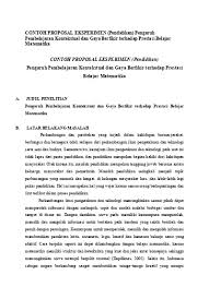 Lama penelitian dihitung mulai dari menyusun proposal sampai penyusunan laporan penelitian. Top Pdf Contoh Proposal Penelitian Eksperimen 1 123dok Com