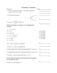 2.for each of the following conditions, nd the equation of the line that satis es those conditions. Precalculus Worksheet