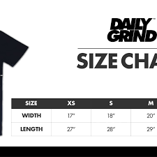 daily grind clothing size chart perfectfitnessclothings co