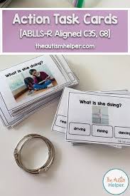 Action Task Cards Ablls R Aligned C35 G8 Task Cards Language Activities Fine Motor Skills Activities