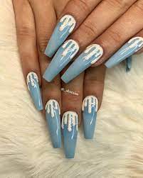 Ice Drip Drip Nails Blue Nails Winter Nails
