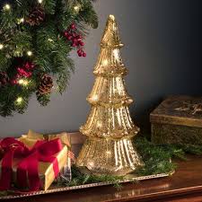 Haute Decor Lighted Faux Mercury Glass Christmas Tabletop Tree Mercury Glass Christmas Christmas Tabletop Tabletop Christmas Tree
