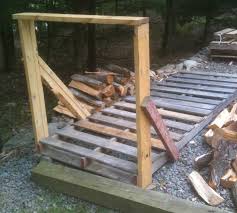 Attaching the pieces of wood to the pallet. How To Build Your Own Cheap Or Free Firewood Racks Diy