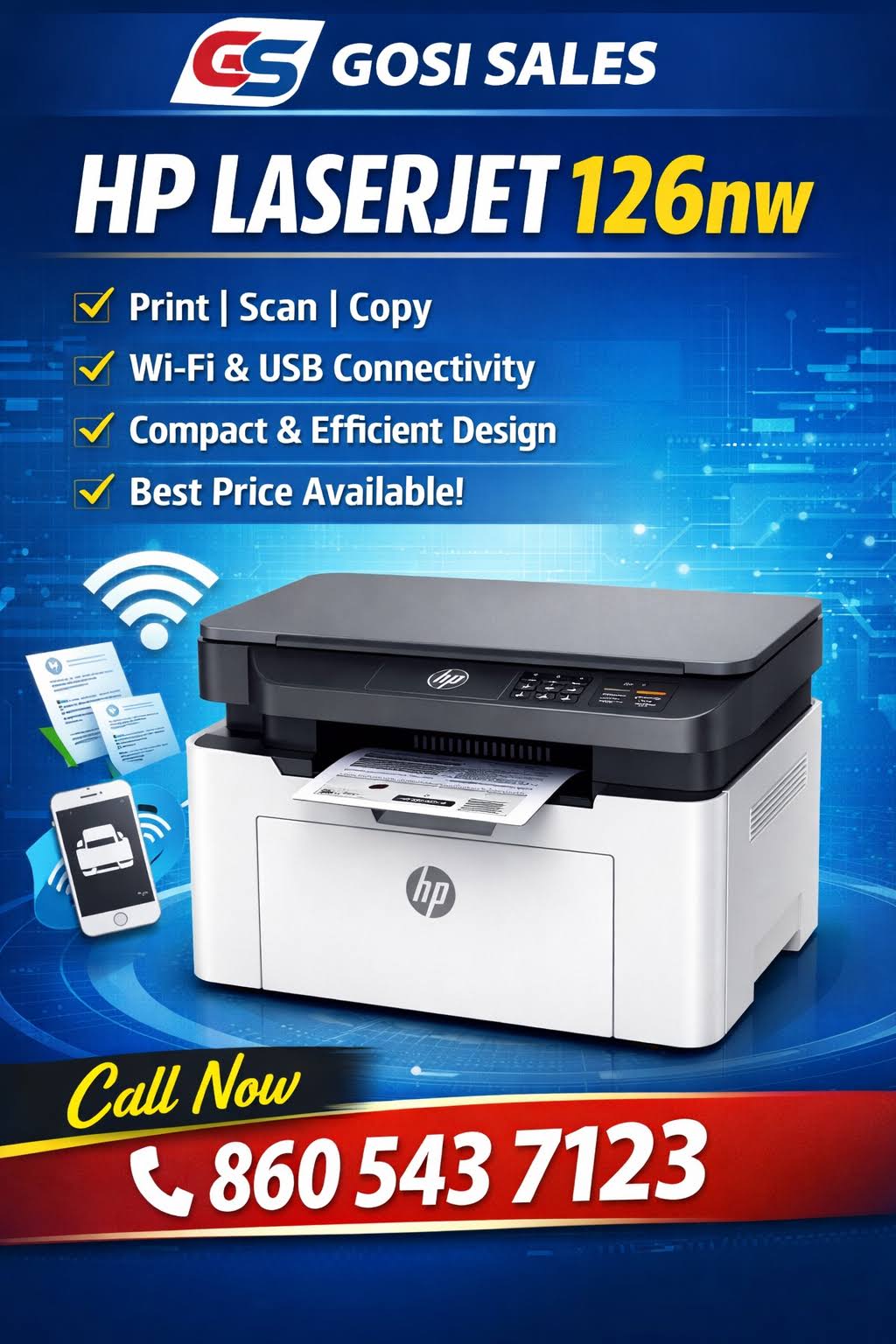 HP LaserJet 126nw Printer – WiFi Multifunction Printer in Pune | Gosi Sales product image