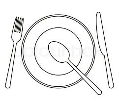 Forks go to the left of the plate, and knives and spoons go to the right. Place Setting With Plate Knife Spoon Stock Vector Colourbox