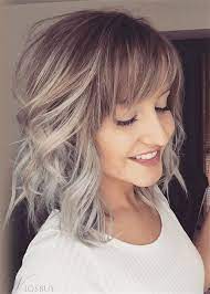 Two Tone Gradient Color Curly Human Hair Blend Wigs 14inches Bangs With Medium Hair Hair Styles Hair Lengths