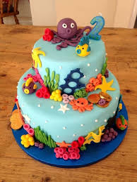 Single Layer One Year Birthday Cake For Baby Boy 1 Year Under The Sea Birthday Cake Cool Birthday Cakes Sea Birthday 1 Year Old Birthday Cake