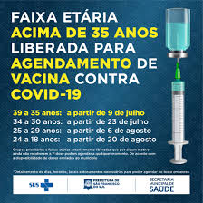 Ou seja, se você tomou a primeira dose na campanha de 60 a 62 anos, deve agendar a segunda dose para esta faixa etária, mesmo se tiver completado 63 anos. Populacao Acima De 35 Anos Pode Agendar Vacina Contra Covid 19 Prefeitura De Sao Francisco Do Sul