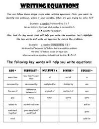 Writing Equations And Inequalities Writing Equations Teaching Math Writing Expressions