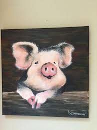 Cute Pig Painting In Acrylics Pig Pig Painting Farm Animal Paintings Animal Paintings