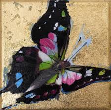 Grass with butterflies, pink butterfly on green grass illustration, leaf, lawn png. Butterfly Black Pink Green And Blue On Gold Painting By Christina Klein Saatchi Art