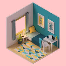 day n night of a very color coordinated bedroom i modeled today twas a blast and a great opportunity n design your own bedroom isometric design room planning