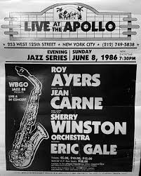 Legendary bill featuring @royayerssunshine, @carne.jean, Eric Gale, and the Sherry  Winston Orchestra LIVE at The Apollo, presented by WBGO "Jazz 88" (1986).  #theapollo #showbill #royayers #jeancarne