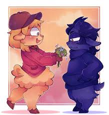 252787 - safe, artist:ponio-06, damien thorn (south park), pip pirrip  (south park), bovid, caprine, mammal, sheep, anthro, south park, abstract  background, clothes, duo, flower, frowning, furrified, hat, headwear,  holding, holding object, hoodie,