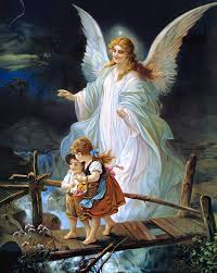The following illustration is maybe one of the most common among angel wings drawing. Guardian Angel Watching Over Children On Bridge Painting By Lindberg