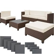Tectake Salon De Jardin Resine Tressee Poly Rotin Aluminium Avec Deux Set De H Meubles De Jardin En Rotin Meubles En Osier En Plein Air Coussin Salon De Jardin