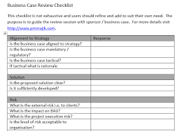 A business case helps to determine whether or not a project justifies an organizations investment into a project. Pmo Business Case Review Checklist Inc Free Template