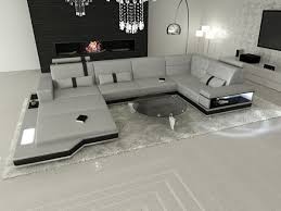 Ledersofa Wohnlandschaft Koblenz U Form Grau Schwarz Vadano Sofas Auf Amazon