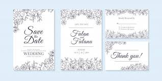Design beautiful invitations with matching rsvp cards. Wedding Invitation Card With Doodle Sketch Outline Floral And Flower Ornamental Design Style Template Wedding Invitation Cards Hand Drawn Wedding Invitations Wedding Invitations
