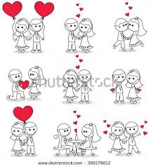 Collection Set Of Cute Couple Doodle With Hearts Couples Doodles Love Doodles Doodle Drawings