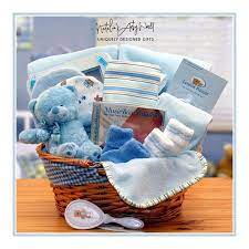 The Baby Basics New Baby Gift Basket Baby Boy Newborn Gift Etsy In 2021 Baby Gift Basket New Baby Products Baby Shower Gifts