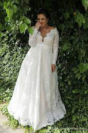 Kies 2018 Kant Plus Size Trouwjurken V Hals Met Lange Mouwen Applique Ziek 2019 Appli Wedding Dresses Uk Plus Size Wedding Gowns Ball Gown Wedding Dress