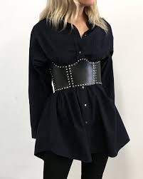 Wide black genuine leather belt for women. Rita Corset Belt Zana Bayne