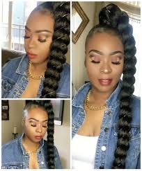 Goddess Braid Ponytail And Makeup Look Using Jumbo Braiding Hair Extensions Goddess Braid Ponytail Braid In Hair Extensions Braided Hairstyles