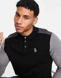 Luke Ross color block knitted long sleeve polo shirt