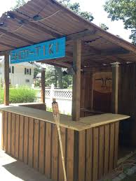 Install a worktop to form the main bar surface at the front. The Woodworkers Store Outdoor Tiki Bar Diy Outdoor Bar Outdoor Tiki Bar Ideas