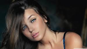 It turns out blue eyes aren't actually colored blue! Hd Wallpaper Woman S Face Dark Hair Blue Eyes Women Brunette Daria Konovalova Wallpaper Flare