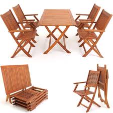 Wooden outdoor folding patio camping picnic table set with 2 included benches and a durable sturdy material Wooden Garden Table And Chairs Set