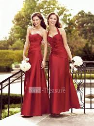 Red Column Ruffle Taffeta Bridesmaid Dress Bridesmaid Dresses Halter Bridesm Maid Of Honour Dresses Bridesmaid Dresses Red Bridesmaid Dresses