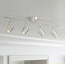 Pro Track Gladstone 4 Light Nickel Led Track Fixture 1m205 Lamps Plus Track Lighting Fixtures Track Lighting Kitchen Led Light Fixtures