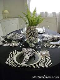 Add animated fervor and festive vitality into your wedding or party space by livening up your chairs with these vivacious chair sashes. Zebra Tablescape Zebra Decor Animal Print Decor African Decor