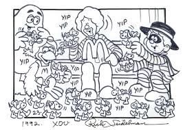 Birdie The Early Bird Cartoon Ad Agency Art Director Rich Seidelman S 1992 Proposed Storyboard Drawing Featuring Wind Up Toy Dogs With Ronald Mcdonald Hamburglar Birdie The Early Bird And