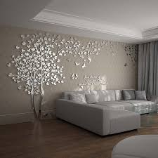 N Sunforest 3d Crystal Acrylic Couple Tree Wall Stickers Silver Self Adhesive Diy Wal Living Room Wall Designs Wallpaper Living Room Tree Wallpaper Living Room