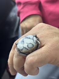 Anillo de garra grande, anillo de piedra turquesa, anillo turquesa de  piedra blanca, anillo grande de piedra preciosa natural hecho a mano,  anillo de plata de ley de 925k