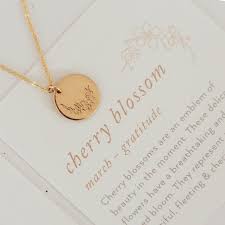 Birth Month Flower Necklace Australia March Birth Flower Cherry Blossom In 2020 March Birth Flowers Delicate Diamond Necklace Birth Flowers