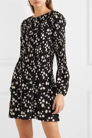Pleated Floral Print Crepe Mini Dress Mini Dress Maje Dress Mini Black Dress
