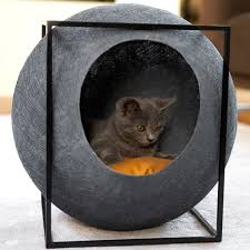 Meyou Cube Metal Cat Den Is A Stylish Cat Den Made From A Chic Metal Frame And Elegant Spherical Cocoon With A Soft Cushion Inside Wa Cat Bed Animal Room Cats